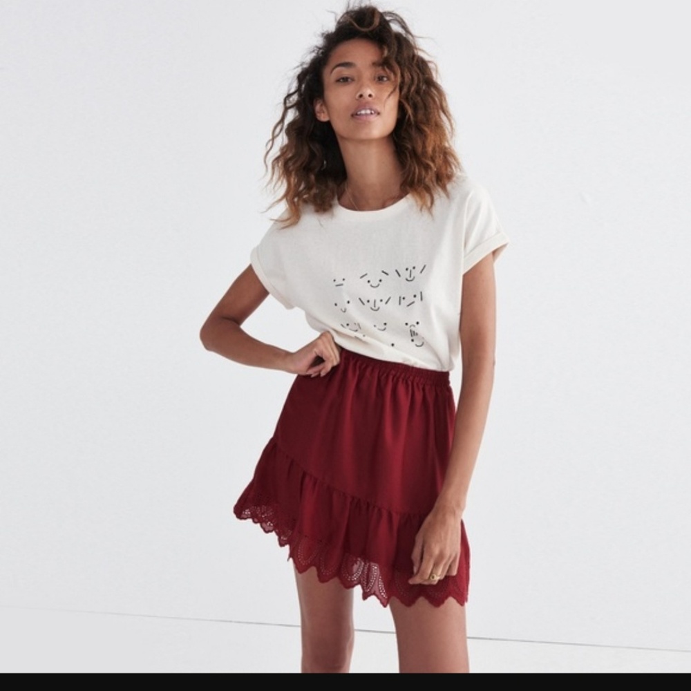 Madewell Duskway Eyelet Skirt Bright Garnet